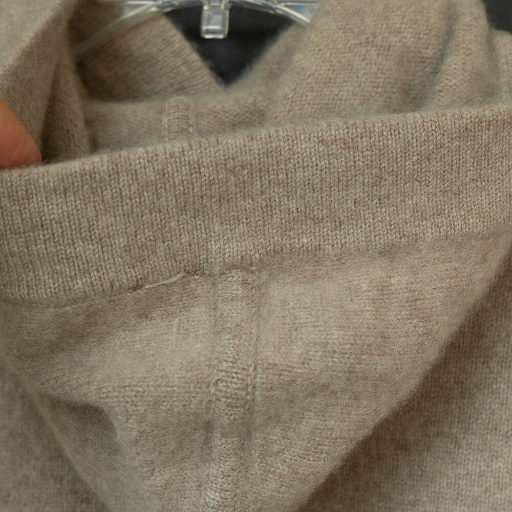 Theory 100% Cashmere Crop Hoodie Minimalist Neutral Taupe Beige Hooded Sweater - Picture 7 of 10
